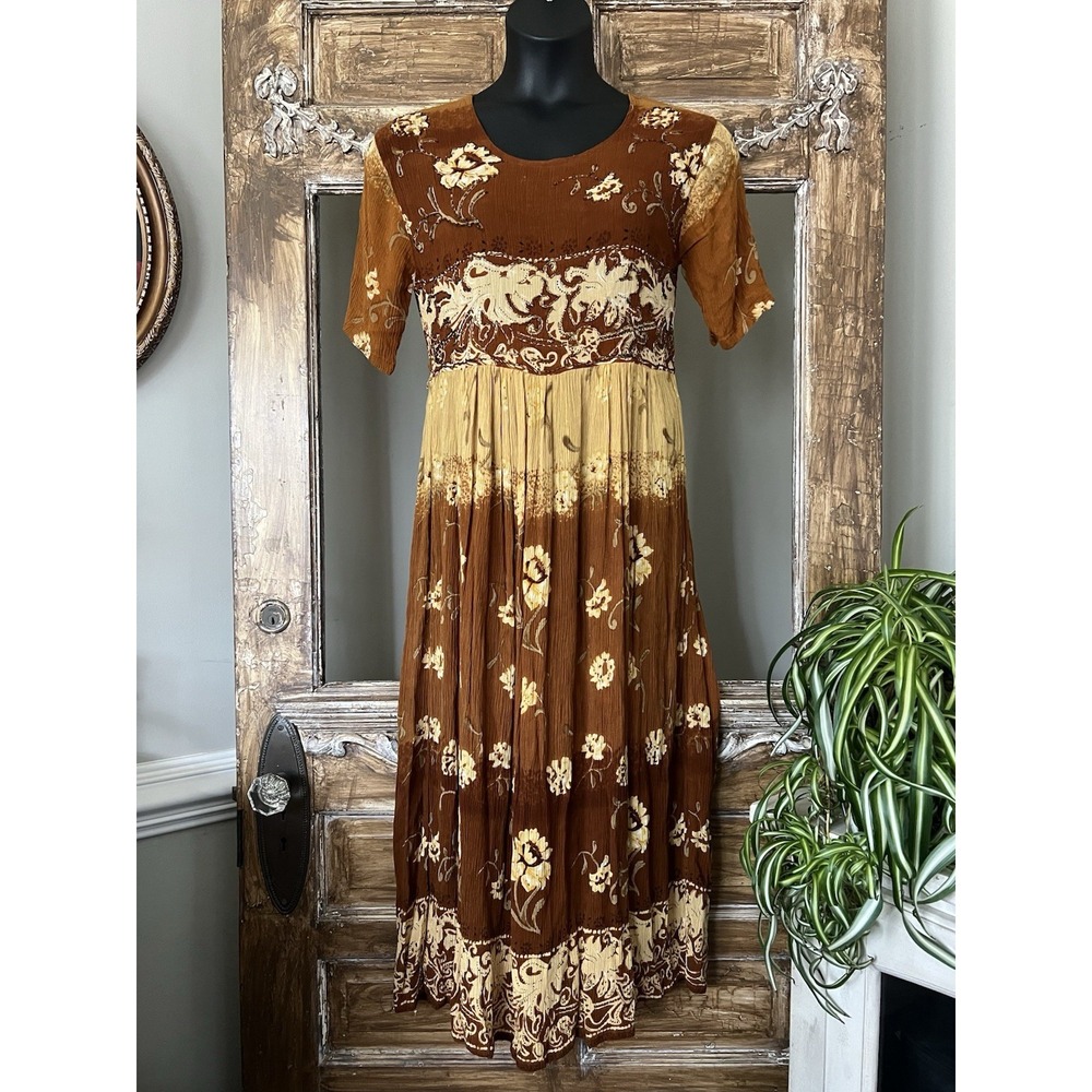Exclusif‎ By Whispers Maxi Tropical Hawaiin Dress Women's Medium Floral Rayon